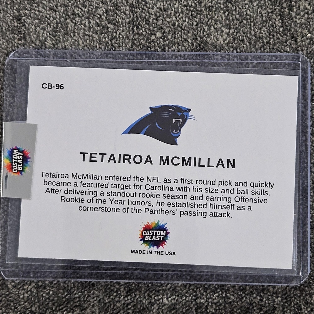 Tetairoa McMillan‎ CUSTOM Color Blast Football Card Carolina Panthers - Picture 2 of 2